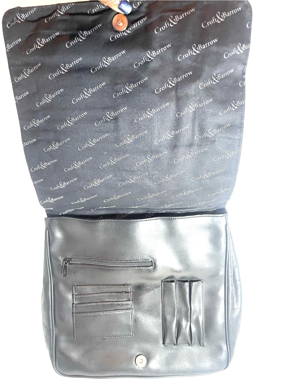 Croft & Barrow Genuine Leather Satchel Messenger Bag Black Y2K Removable Strap - Picture 9 of 15